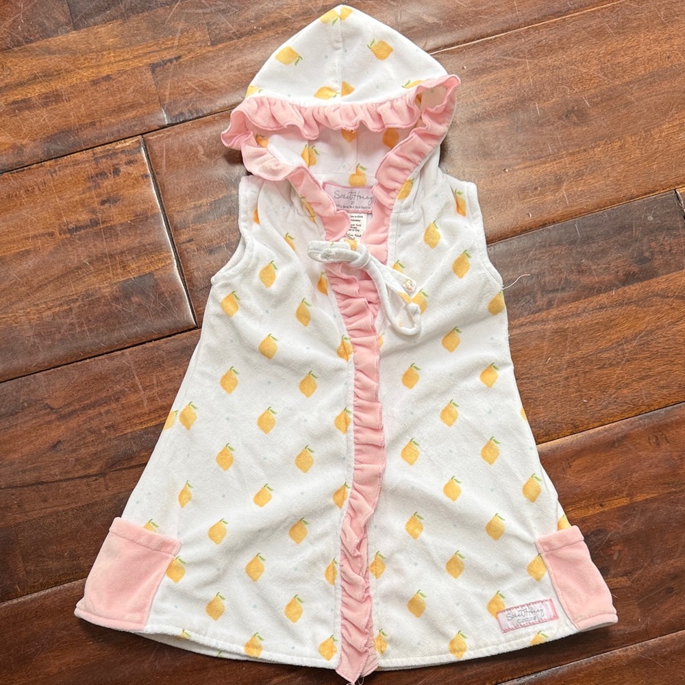 SweetHoney Lemon Print Hooded Cover-up